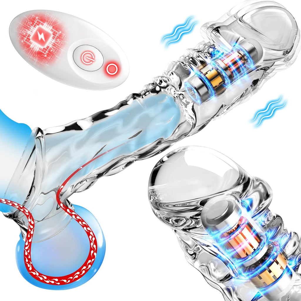 Clear Cock Sleeve with 10 Vibrating Modes and Remote Control