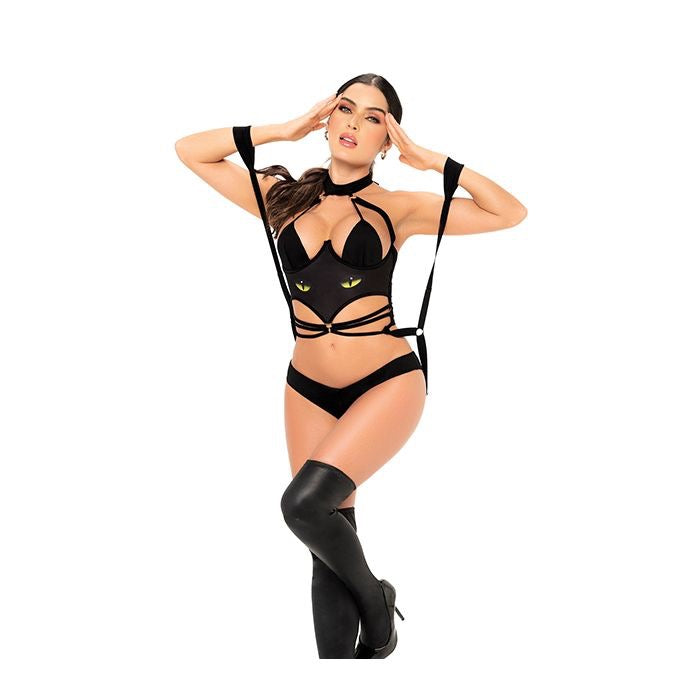 1 pc Cat Girl Bodysuit w/Attached Wrist Straps