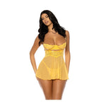 Hazel Peek-A-Boo Cup Babydoll w/G-String Panty - Yellow