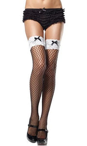 Industrial Net Thigh Highs With Contrast Lace Top